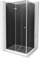 Mexen Lima folding shower cubicle 70 x 100 cm, Graphite, Chrome + shower tray Flat, White - 856-070-100-01-40-4010