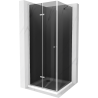 Mexen Lima folding shower cabin 80 x 80 cm, graphite, chrome + Flat shower tray, white - 856-080-080-01-40-4010