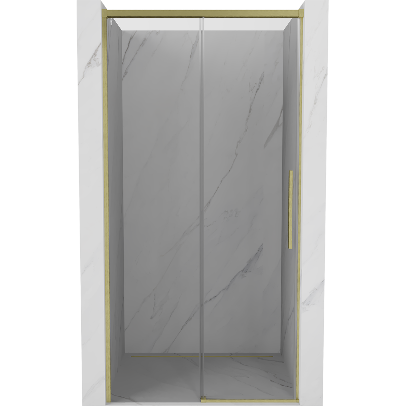 Mexen Rox Sliding Shower Door 130 cm, Transparent, Brushed Gold - 8C2-130-000-55-00