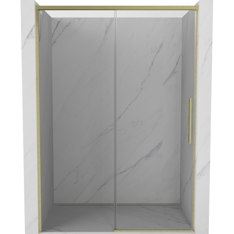 Mexen Rox sliding shower door 155 cm, transparent, brushed gold - 8C2-155-000-55-00