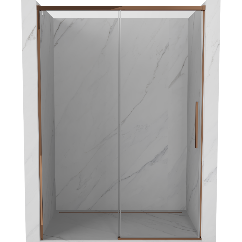 Mexen Rox sliding shower door 140 cm, transparent, rose gold - 8C2-140-000-60-00