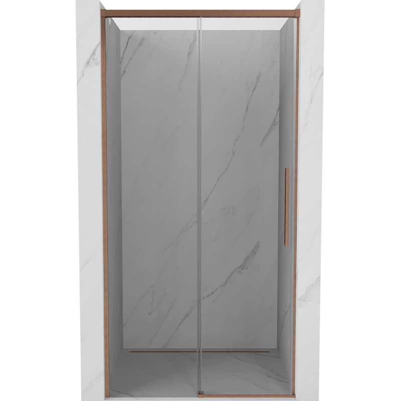 Mexen Rox Sliding Shower Door 125 cm, Transparent, Brushed Copper - 8C2-125-000-65-00