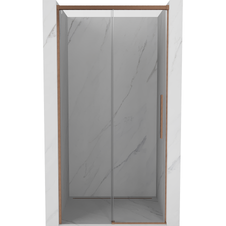 Mexen Rox 130 cm Sliding Shower Door, Transparent, Brushed Copper - 8C2-130-000-65-00