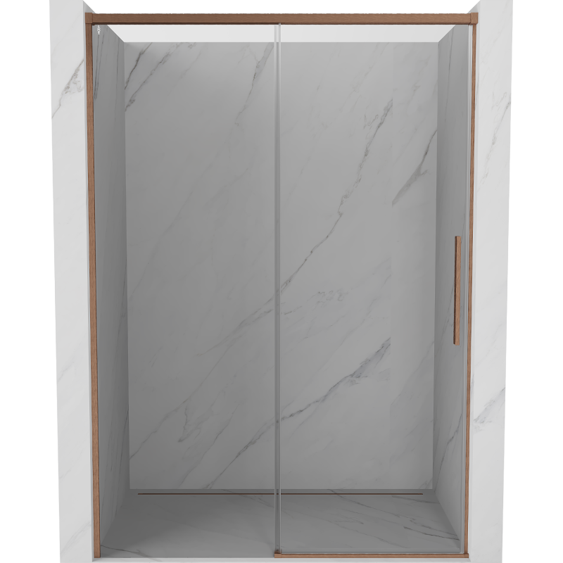 Mexen Rox sliding shower door 140 cm, transparent, brushed copper - 8C2-140-000-65-00