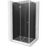 Mexen Lima folding shower cabin 90 x 80 cm, graphite, chrome + Flat shower tray, white - 856-090-080-01-40-4010