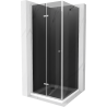 Mexen Lima folding shower cubicle 90 x 90 cm, Graphite, Chrome + shower tray Flat, White - 856-090-090-01-40-4010