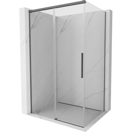 Mexen Rox sliding shower enclosure 150 x 120 cm, transparent, brushed gun gray - 8C2-150-120-66-00