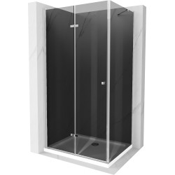 Mexen Lima folding shower cubicle 100 x 70 cm, Graphite, Chrome + shower tray Flat, White - 856-100-070-01-40-4010