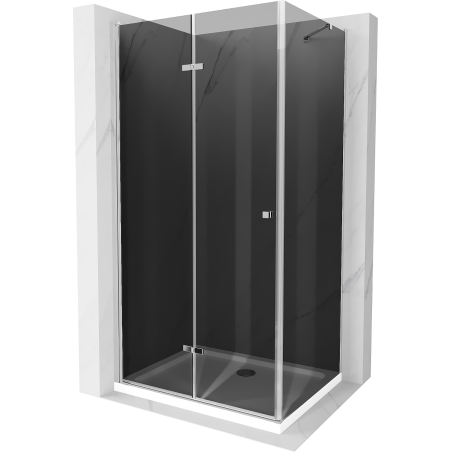 Mexen Lima folding shower cubicle 100 x 80 cm, Graphite, Chrome + shower tray Flat, White - 856-100-080-01-40-4010
