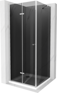 Mexen Lima folding shower cubicle 100 x 100 cm, Graphite, Chrome + shower tray Flat, White - 856-100-100-01-40-4010