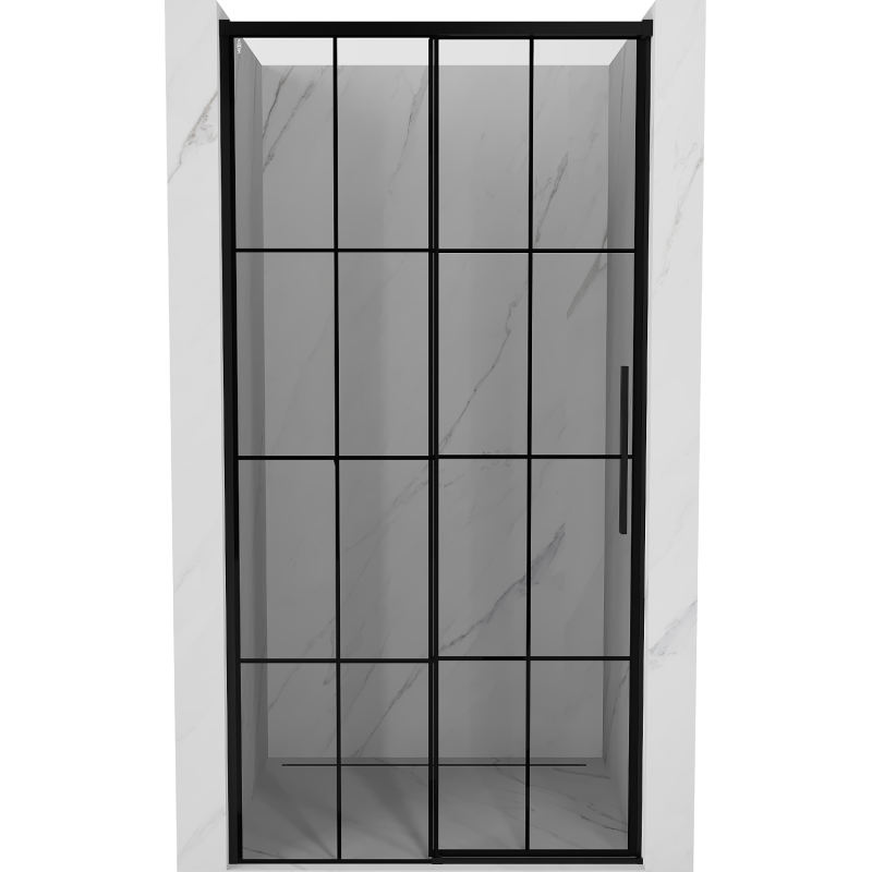Mexen Rox 120 cm Sliding Shower Door Left, Black Grid, Black - 8C2-120-000-70-77-L