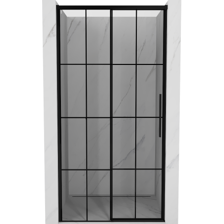 Mexen Rox 120 cm Sliding Shower Door Left, Black Grid, Black - 8C2-120-000-70-77-L