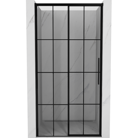 Mexen Rox sliding shower door left 135 cm, black grid, black - 8C2-135-000-70-77-L