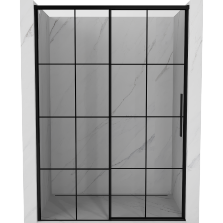 Mexen Rox sliding shower door left 140 cm, black grid, black - 8C2-140-000-70-77-L