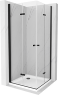 Mexen Lima Duo Folding Shower Enclosure 100 x 100 cm, Transparent, Black + Flat Shower Tray - 856-100-100-70-02-4010B