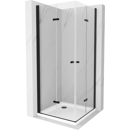 Mexen Lima Duo foldable shower cabin 90 x 90 cm, transparent, black + Flat tray - 856-090-090-70-02-4010B