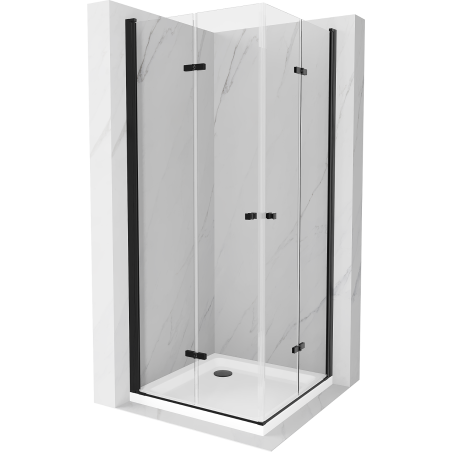 Mexen Lima Duo folding shower cabin 90 x 90 cm, transparent, black + Flat tray - 856-090-090-70-02-4010B
