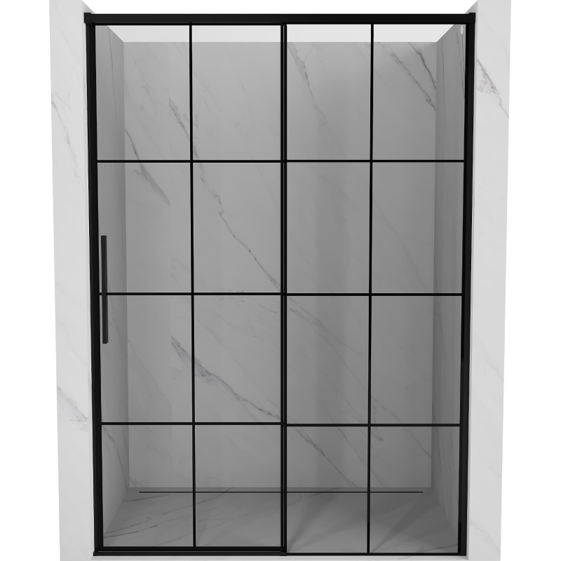 Mexen Rox sliding shower door right 140 cm, black grid, black - 8C2-140-000-70-77-P