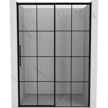Mexen Rox sliding shower door right 140 cm, black grid, black - 8C2-140-000-70-77-P