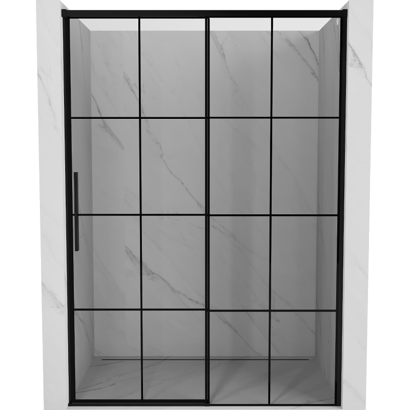 Mexen Rox right sliding shower door 155 cm, black grid, black - 8C2-155-000-70-77-P