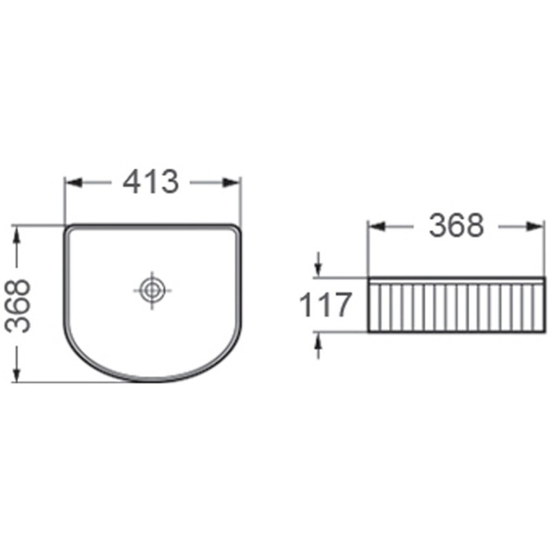 Mexen Grovo countertop ribbed washbasin 41 x 36 cm, black matte - 22304285