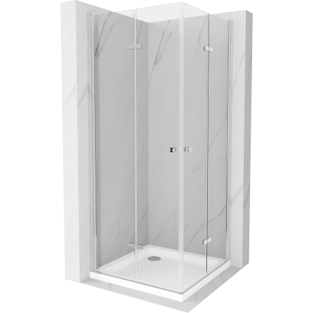 Mexen Lima Duo folding shower cubicle 90 x 90 cm, Transparent, Chrome + shower tray Flat - 856-090-090-01-02-4010