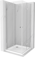 Mexen Lima Duo Folding Shower Cabin 70 x 70 cm, Transparent, Chrome + Flat Shower Tray - 856-070-070-01-02-4010