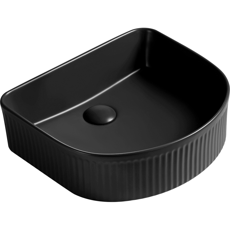 Mexen Grovo countertop washbasin ribbed 40 x 35 cm, black matte - 22304085