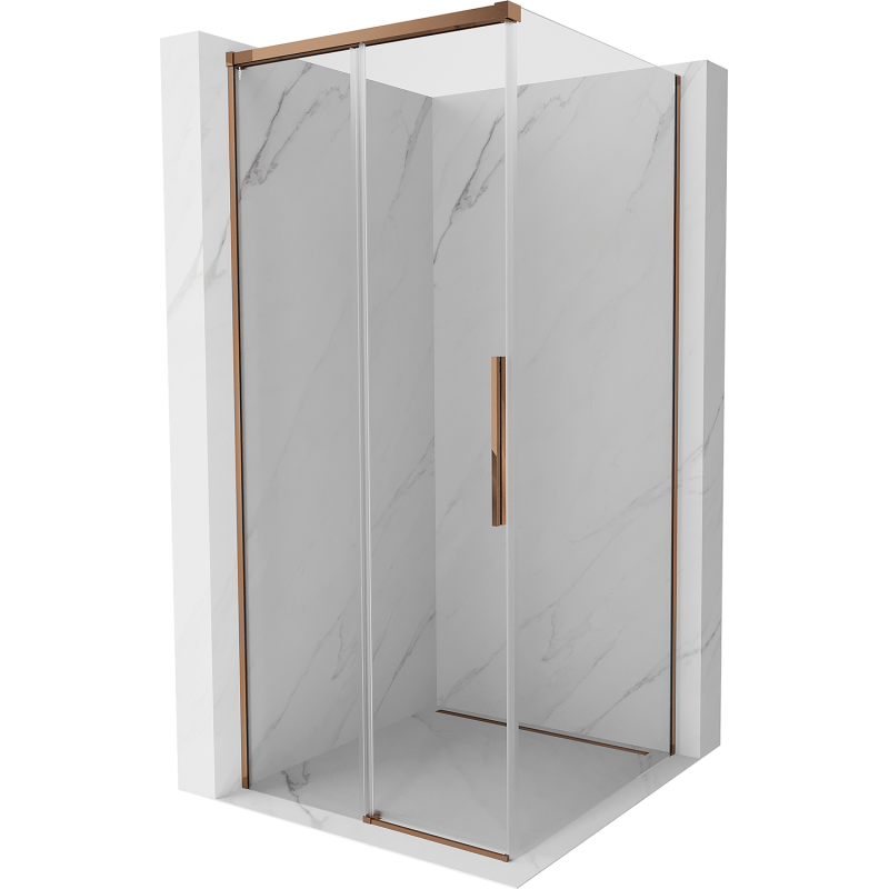 Mexen Rox sliding shower cabin 100 x 100 cm, transparent, rose gold - 8C2-100-100-60-00