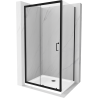 Mexen Apia extendable shower cubicle 100 x 80 cm, Transparent, Black + shower tray Flat, White- 840-100-080-70-00-4010B
