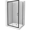 Mexen Apia extendable shower cubicle 100 x 70 cm, Transparent, Black + shower tray Flat, White- 840-100-070-70-00-4010B