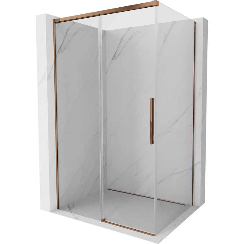 Mexen Rox sliding shower enclosure 155 x 100 cm, transparent, rose gold - 8C2-155-100-60-00