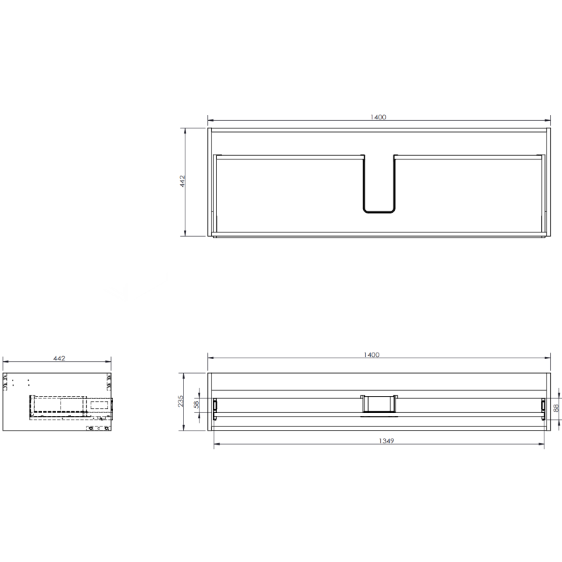 Mexen Orio bathroom cabinet 140 cm with Vela sink, 1 drawer, matte graphite/white matte - 91A10-14023-1-BF66-W23M01