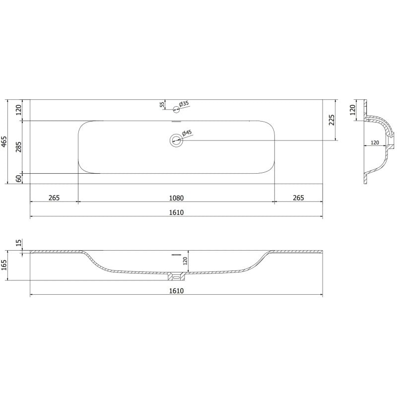 Mexen Orio bathroom cabinet 160 cm with Vela washbasin, 1 drawer, white gloss - 91A10-16023-1-BF00-W23M00