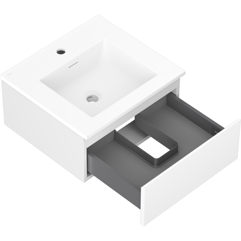 Mexen Orio bathroom cabinet 50 cm with Otis washbasin, 1 drawer, white matte - 91A10-05023-1-BF01-W18M01