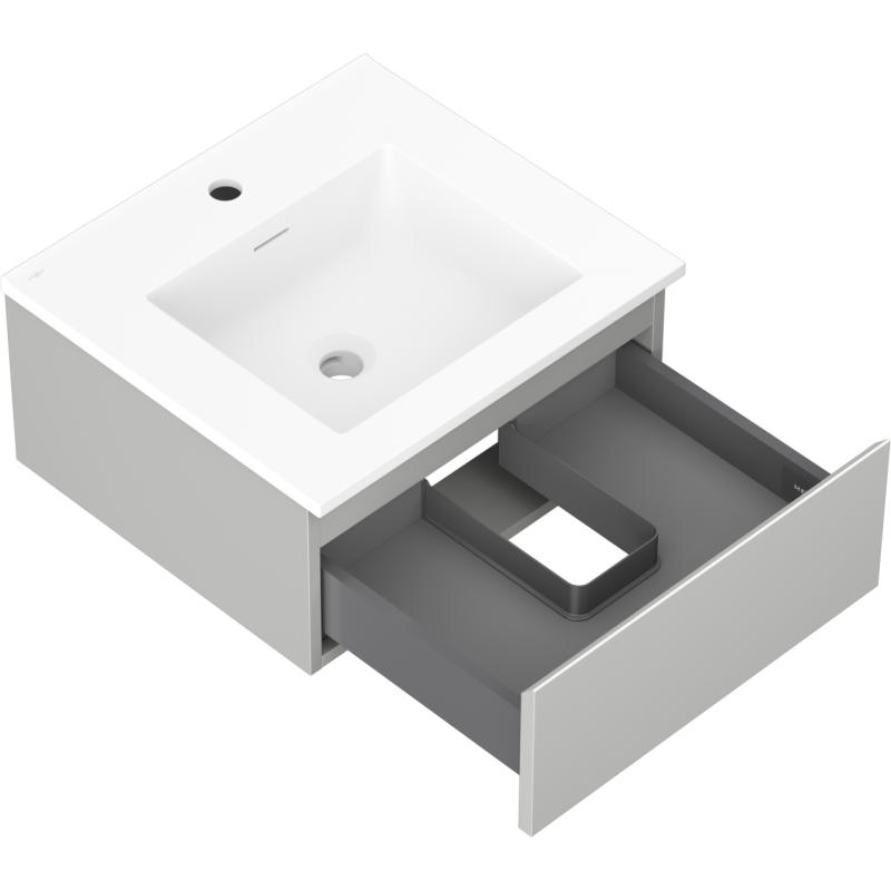 Mexen Orio bathroom cabinet 50 cm with Otis sink, 1 drawer, grey matt/white matt - 91A10-05023-1-BF62-W18M01