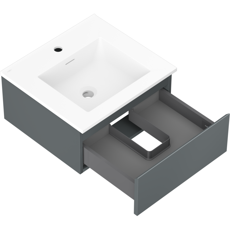 Mexen Orio bathroom cabinet 50 cm with Otis washbasin, 1 drawer, matte graphite/white matte - 91A10-05023-1-BF66-W18M01