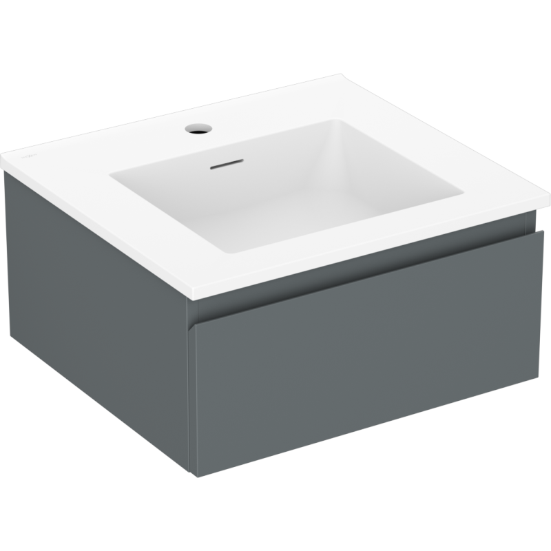 Mexen Orio bathroom cabinet 50 cm with Otis washbasin, 1 drawer, matte graphite/white matte - 91A10-05023-1-BF66-W18M01