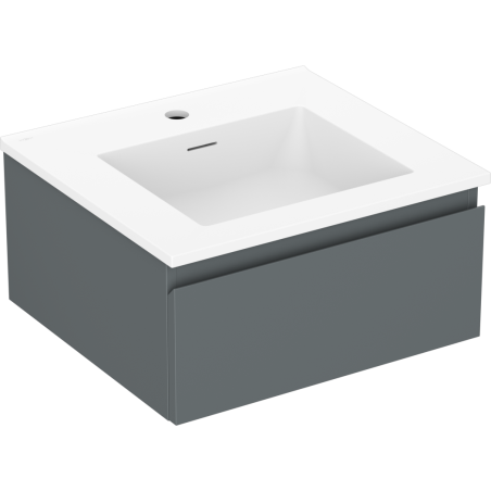 Mexen Orio bathroom cabinet 50 cm with Otis washbasin, 1 drawer, matte graphite/white matte - 91A10-05023-1-BF66-W18M01