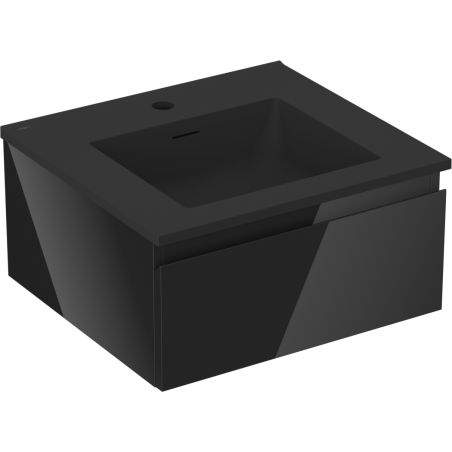 Mexen Orio bathroom cabinet 50 cm with Otis sink, 1 drawer, black gloss/black matte - 91A10-05023-1-BF70-W18M71
