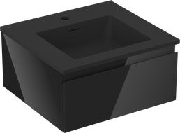 Mexen Orio 50 cm bathroom cabinet with Otis basin, 1 drawer, black gloss/black matte - 91A10-05023-1-BF70-W18M71