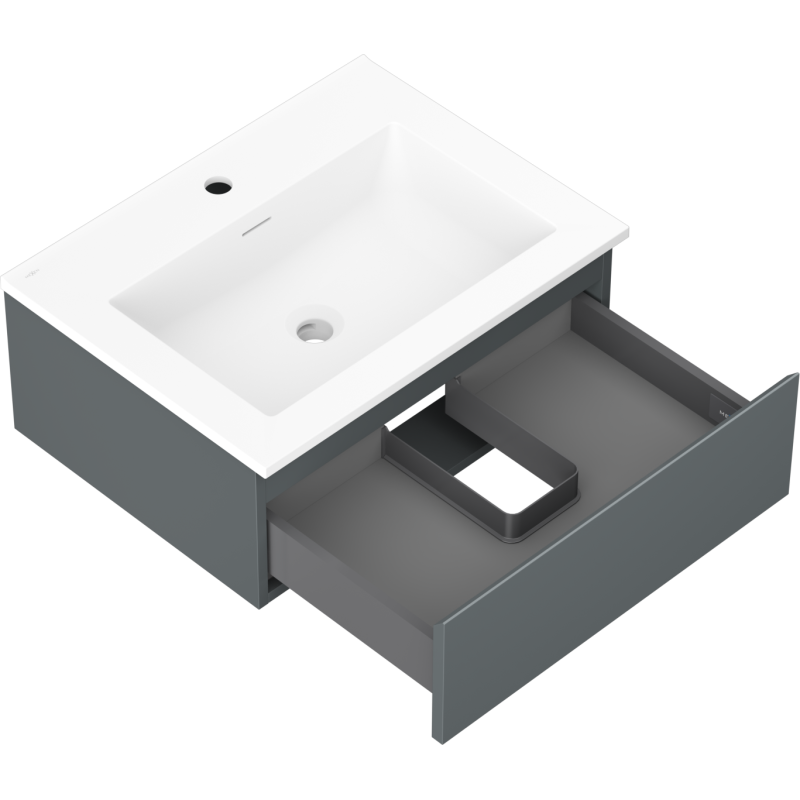 Mexen Orio 60 cm Bathroom Cabinet with Otis Sink, 1 Drawer, Graphite Matte/White Matte - 91A10-06023-1-BF66-W18M01