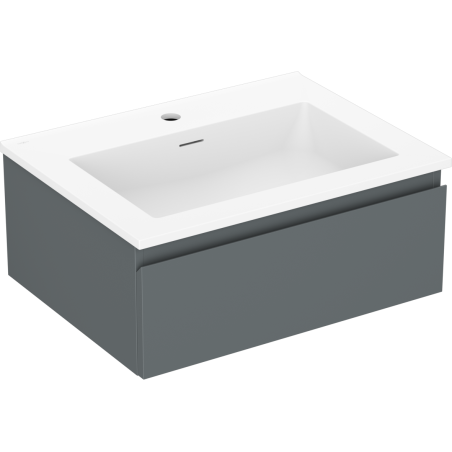 Mexen Orio bathroom cabinet 60 cm with Otis washbasin, 1 drawer, graphite matte/white matte - 91A10-06023-1-BF66-W18M01