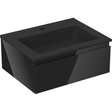 Mexen Orio bathroom cabinet 60 cm with Otis sink, 1 drawer, black gloss/black matte - 91A10-06023-1-BF70-W18M71