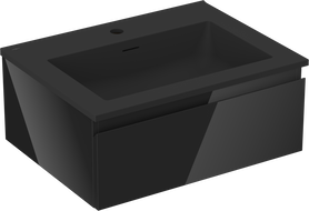 Mexen Orio 60 cm bathroom cabinet with Otis sink, 1 drawer, black gloss/black matte - 91A10-06023-1-BF70-W18M71
