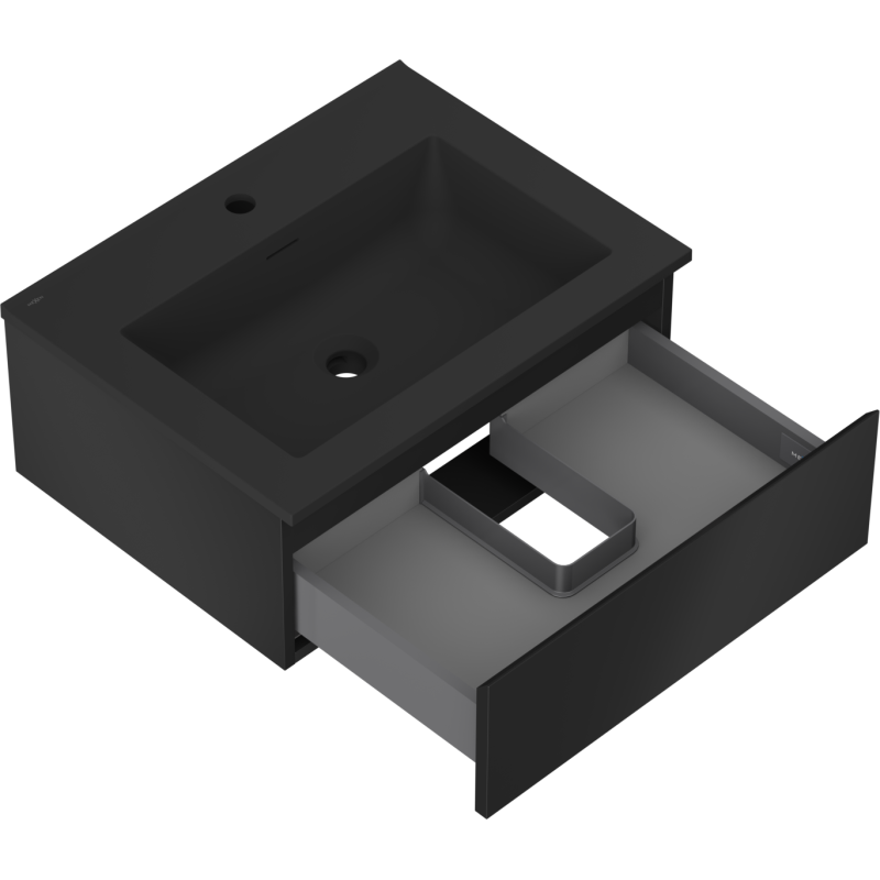 Mexen Orio bathroom cabinet 60 cm with Otis sink, 1 drawer, black matte - 91A10-06023-1-BF71-W18M71