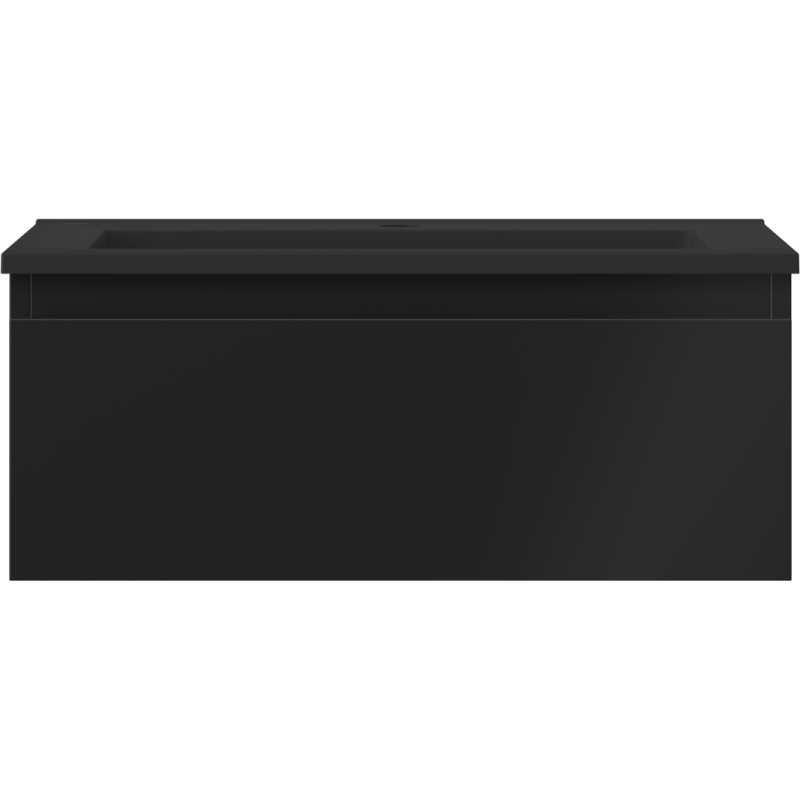 Mexen Orio bathroom cabinet 60 cm with Otis sink, 1 drawer, black matte - 91A10-06023-1-BF71-W18M71