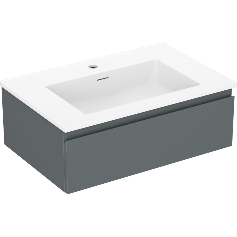Mexen Orio bathroom cabinet 70 cm with Otis sink, 1 drawer, matte graphite/white matte - 91A10-07023-1-BF66-W18M01