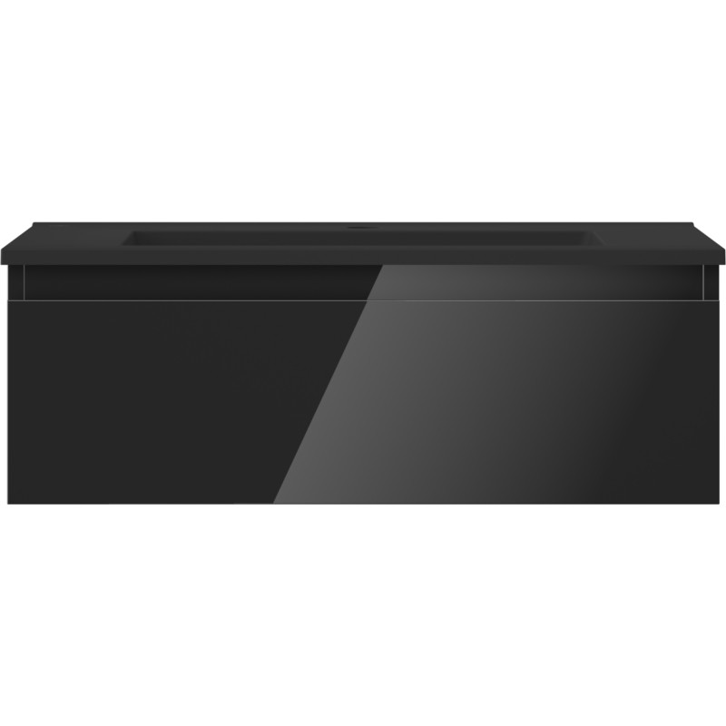 Mexen Orio 70 cm Bathroom Cabinet with Sink Otis, 1 Drawer, Black Gloss/Black Matte - 91A10-07023-1-BF70-W18M71