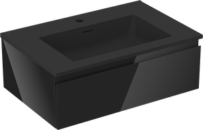 Mexen Orio 70 cm Bathroom Cabinet with Otis Sink, 1 Drawer, Black Gloss/Black Matte - 91A10-07023-1-BF70-W18M71